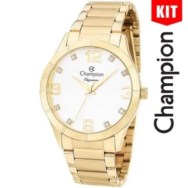 Imagem de Relógio Champion Kit Feminino Elegance Dourado Cn26055s Relógio Champion Cn26055s