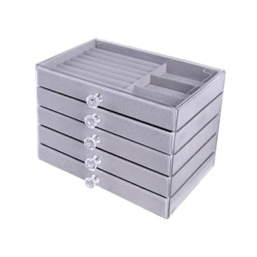 Imagem de Vaveren Caixa de joias para mulheres, organizadora de mesa com tampa transparente, presente para mulheres, suporte de exibição, estojo de joias para anéis,