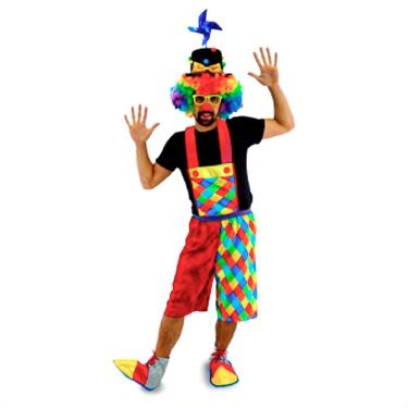 Imagem de Fantasia Palhaço Paçoca Adulta Com Gravata E Suspensório Tamanho M