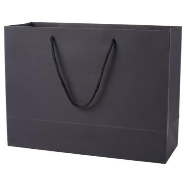 Imagem de SOFPLATE 3 peças de sacolas de papel preto para embrulhar presente grande retangular embalagem de compras com alça durável presente de casamento lembrancinha de festa envolver dedos do pé a granel