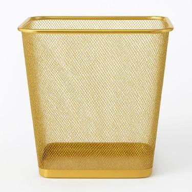 Imagem de Cesto Lixeira Retangular Metal Aramado Dourada 12L Gv Office