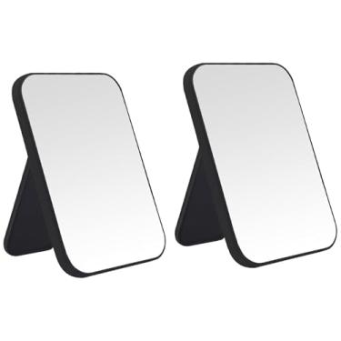 Imagem de Nutair 2 peças de espelho de maquiagem de mesa, espelho princesa portátil de 20 cm, espelho quadrado para pendurar na parede de mesa preto