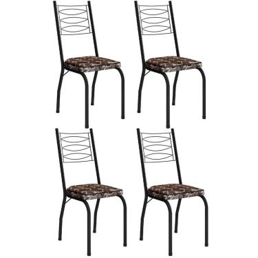 Imagem de Kit 4 Cadeiras Aço Carbono Tubular Metálica Acabamento D-25 Luana