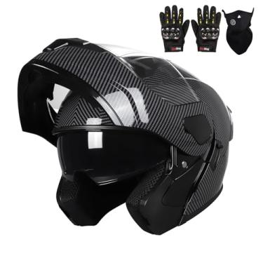 Imagem de helmelkin Capacete Integral Para Motocicleta, Adulto, Motocross, Atv, Masculino E Feminino, Off-Road, Montanha, Aprovado Pela Dot, Com Luvas Máscara (Preto Selvagem, Tamanho G)