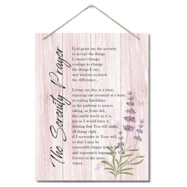 Imagem de AUII JO DESIGN Placa De Decoração Parede Com Oração Da Serenidade, Citação Inspiradora Versículo Bíblico, Placas Madeira Impressas Para Pendurar, Sala Estar E Quarto, Escritura Cristã 25X19 Cm B