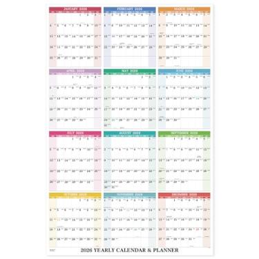 Imagem de Calendário de parede 2026 – Calendário de parede anual 2026, janeiro de 2026 – dezembro de 2026, 87 cm x 58 cm (aberto), vertical, adesivos redondos de dupla face, blocos e feriados – lindo layout