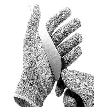 Imagem de Par de Luvas de Proteção Anti-Corte Nível 5 Profissional – Alta Resistência com Fibra de Vidro e HPPE para Cozinha, Açougue, Churrasqueiro e Uso Doméstico
