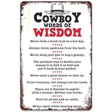 Imagem de TRENDSTHAN Palavras De Sabedoria Cowboy, Placa Engraçada Faroeste, Arte Retrô, Casa, Bar, Restaurante, Cafeteria, Jardim, Garagem, Decoração Parede, Placas Metal Clássicas 8X12"