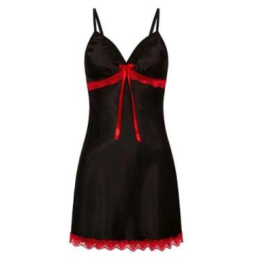 Imagem de plus Size Feminino Sexy Renda Cetim De Seda Camisola Sem Mangas Com De