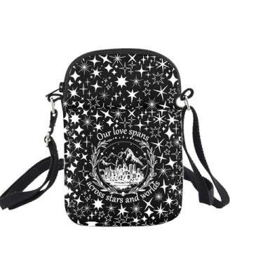Imagem de BNQL Bolsa tiracolo de presente para amantes de livros Our Love Spans Across Stars And Worlds Reader Bookworm Gifts Bookrish Gift Shoulder Bag