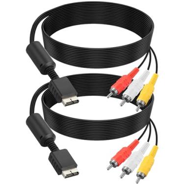 Imagem de Cabo AV para PS2/PS1/Playstation, cabo adaptador de áudio e vídeo composto AV para RCA compatível com Playstation 1/PS 2/PS2 Slim Console para TV/monitor (pacote com 2, Plug and Play)