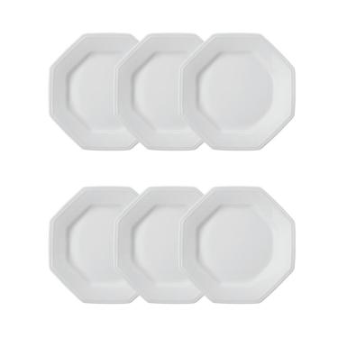 Imagem de Jogo 6 Pratos de Sobremesa Prisma Brancos 20,5 cm Porcelana Schmidt