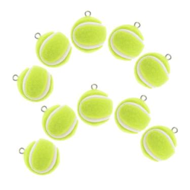 Imagem de Angoily Conjunto de pingentes de mini bolas de tênis da coleção de pingentes de pingentes, brincos e brincos, 2,30 x 2,00 cm x 2,00 cm, flocagem, sem pedras preciosas