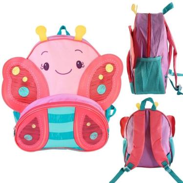 Imagem de Mochila Escolar Infantil Com Alças Reforçadas Para Menina Estudar Borboleta Rosa