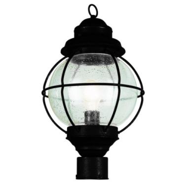 Imagem de TRANS GLOBE 69902 Bk Catalina Collection 15" Lanterna Para Áreas Externas Com Suporte De Cabeça Única Em Acabamento Preto, Luminária Estilo Tradicional