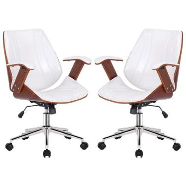 Imagem de Kit 2 Cadeiras de Escritório Juliette Diretor Giratória Branca G24 - G
