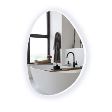 Imagem de Genérico, Espelho Orgânico Grande Com Led Frio 80x60cm Lapidado Sala