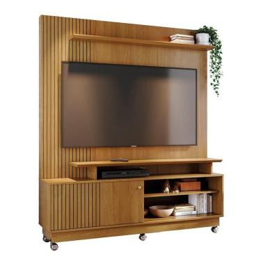 Imagem de Combo Home Com Rodinhas + Painel Para 60 Polegadas Ares - 7 Decor Cumaru