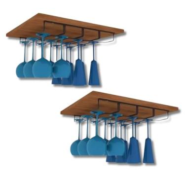 Imagem de Kit com 2 Suporte Organizador para Taças de Vinho e Champanhe Suspenso Preto Aço Reforçado Acomoda 24 Taças Ideal para Prateleira Armário de Cozinha ou Bar Porta Taças