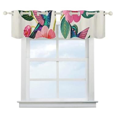 Imagem de Cortina blecaute bordada com beija-flores cortinas de janela curta escurecimento de quarto cortinas de janela de banheiro com isolamento térmico para cozinha, sala de jantar, quarto, 2 painéis 132 x