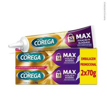 Imagem de Fixador de Prótese Corega Ultra Creme Max Fixação e Bloqueio 2 Unidades de 70g Cada