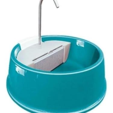 Imagem de Bebedouro Fonte para Gatos com Filtro, Torneira Automática, Base em Cerâmica, Azul Turquesa