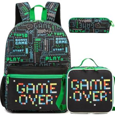 Imagem de Oruiji Mochila escolar para meninas de 8 a 12 anos, mochila com lancheira de volta às aulas, Jogo preto, 16x11.8x6.7 inches