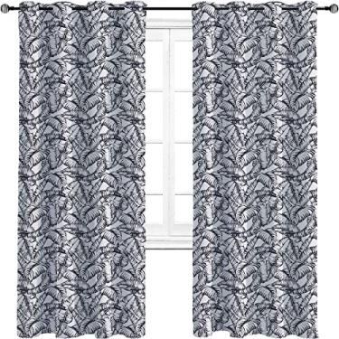 Imagem de Cortinas blecaute tropicais para quarto - isolamento térmico, economia de energia e redução de ruído, cortina de sombra superior com anel de redução de ruído trançado de três camadas, L 250 x C 213 cm