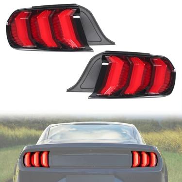 Imagem de Conjunto de luz traseira de LED compatível com Ford Mustang e Shelby GT 350 2015-2024 (versão dos EUA) com luz de seta sequencial, lâmpada de substituição traseira lado do motorista e do passageiro