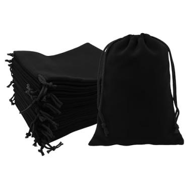 Imagem de Mandala Crafts Sacos de veludo preto com cordão 20 x 25 – 15 bolsas grandes de veludo com cordão a granel para lembrancinhas de festa e casamento, embrulho de presente, embalagem e sacolas de joias