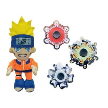 Imagem de Kit Pelúcia Naruto Modo Clássico Desenho Anime Pelucia 30cm + 3 Spinner de Animação Susuke Jiraiya Spiner Animado Efeito Vídeo Tik Tok Boruto Geek