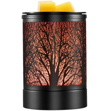 Imagem de Enaroma Aquecedor de cera de fragrância derrete com 7 cores de luz de mudança de LED, design clássico de floresta negra, aquecedor de velas a óleo
