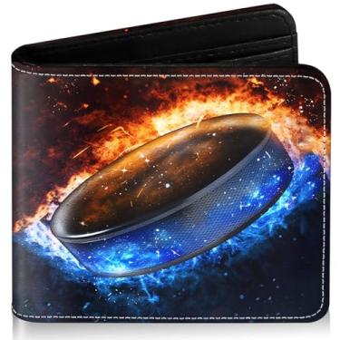 Imagem de ZHIMEBYE Carteira infantil para meninos de 8 a 10 anos, 9 a 12 anos, 11 a 15 anos, bloqueio de RFID, bolso para moedas, para adolescentes, jovens, presentes de aniversário e Natal, Hóquei no gelo -