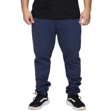 Imagem de Calça Moletom Jogger Masculino Flanelado Elastano Liso - GIP, Azul, Ma