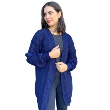 Imagem de Cardigan Casaco Feminino Kimono Tricot Inverno Sobretudo Lã - Douglas,