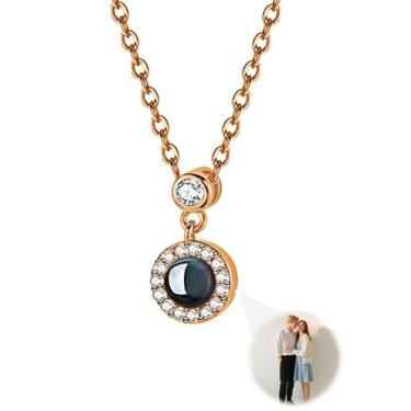 Imagem de Toodoumama Conjunto de joias com foto de projeção personalizada: colar e pulseira com pingente com imagem dentro, presente memorial criativo para casais/mãe - filha/melhores amigos, regular, Cobre