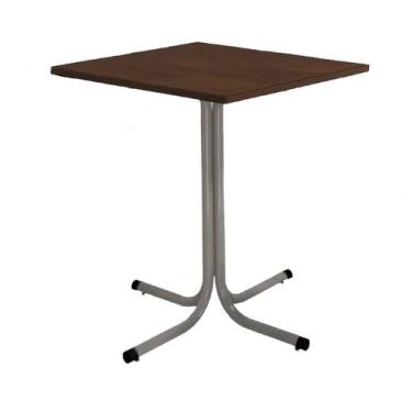 Imagem de Mesa de Jantar Quadrada 70cm Cinza Tampo Madeira Imbuia - Lamar Design