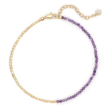 Imagem de DREMMY STUDIOS Tornozeleira feminina banhada a ouro 14 K, feita à mão, com contas, corrente de elos de contas para presente, Medium, Sem Pedra Preciosa