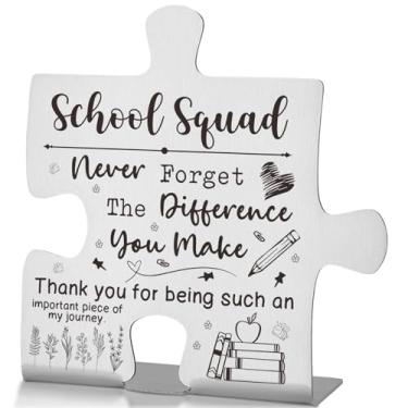 Imagem de Placa de decoração de mesa de presente de esquadrão escolar, presente de agradecimento para equipes de apoio escolar e equipe de educação, placa de reconhecimento para semana de apreciação da equipe