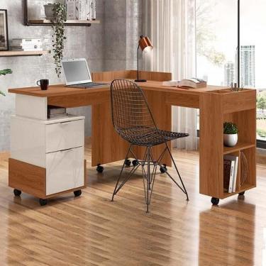 Imagem de Mesa em L Para Escritório Quarto Computador 138x144cm Alessa Lukaliam 