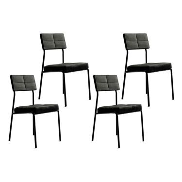 Imagem de Kit 4 Cadeiras Sala Jantar Neo 1740 4 Uni Preto/Grafite - Preto - Carraro