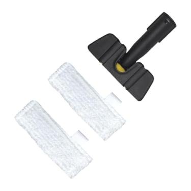 Imagem de Ioensy Cabeça de esfregão para limpeza a vapor Cabeça de limpeza a vapor de varredura Superfície dura Bocal profissional para piso Acessório portátil para, com 2 Mops Brancos