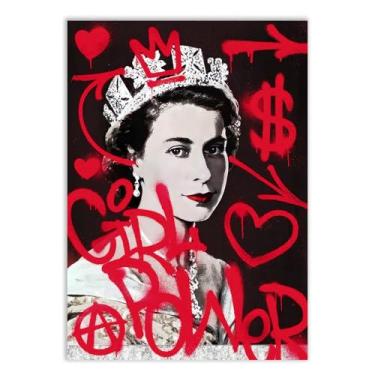 Imagem de Placa Decorativa Rainha Da Inglaterra Grafite Banksy
