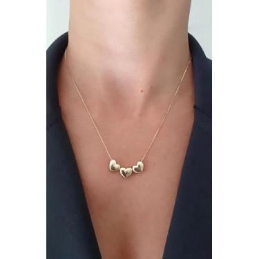 Imagem de Gargantilha 3 Corações (BR 1800) - Brilia Semijoias