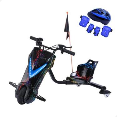 Imagem de Triciclo Preto Drift Elétrico 250w 3 Velocidades Luz Bluetooth - Gps o