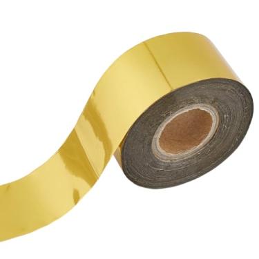 Imagem de CRASPIRE Rolo de papel de folha de estampagem a quente 120 m de PET dourado rolo de transferência de calor de 3 cm de largura para máquina de bronzeamento de couro PU anodizado dourado