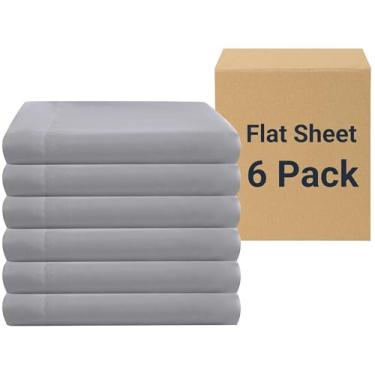 Imagem de ZPECC Apenas lençóis de cima – pacote com 6 lençóis de microfibra macia, itens essenciais de cama com etiqueta codificada por cores para anfitriões de hotéis, motéis, propriedades de aluguel ou Airbnb