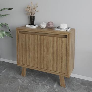 Imagem de Balcão Para Escritório 90cm Com 2 Portas E 1 Prateleira Amêndoa