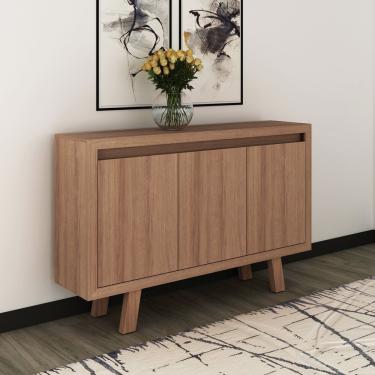 Imagem de Balcão Para Escritório 136cm Com 3 Portas E 1 Prateleira Amêndoa