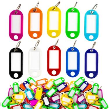 Imagem de Sukh 100 Peças de Etiquetas de Chaveiro - Etiquetas de Plástico 10 Cores Sortidas de Etiquetas de Chaveiro, Identificadores, Etiquetas de Nome e Etiquetas, Adaptam-Se À Unidade Usb, Chaves, Animais De
